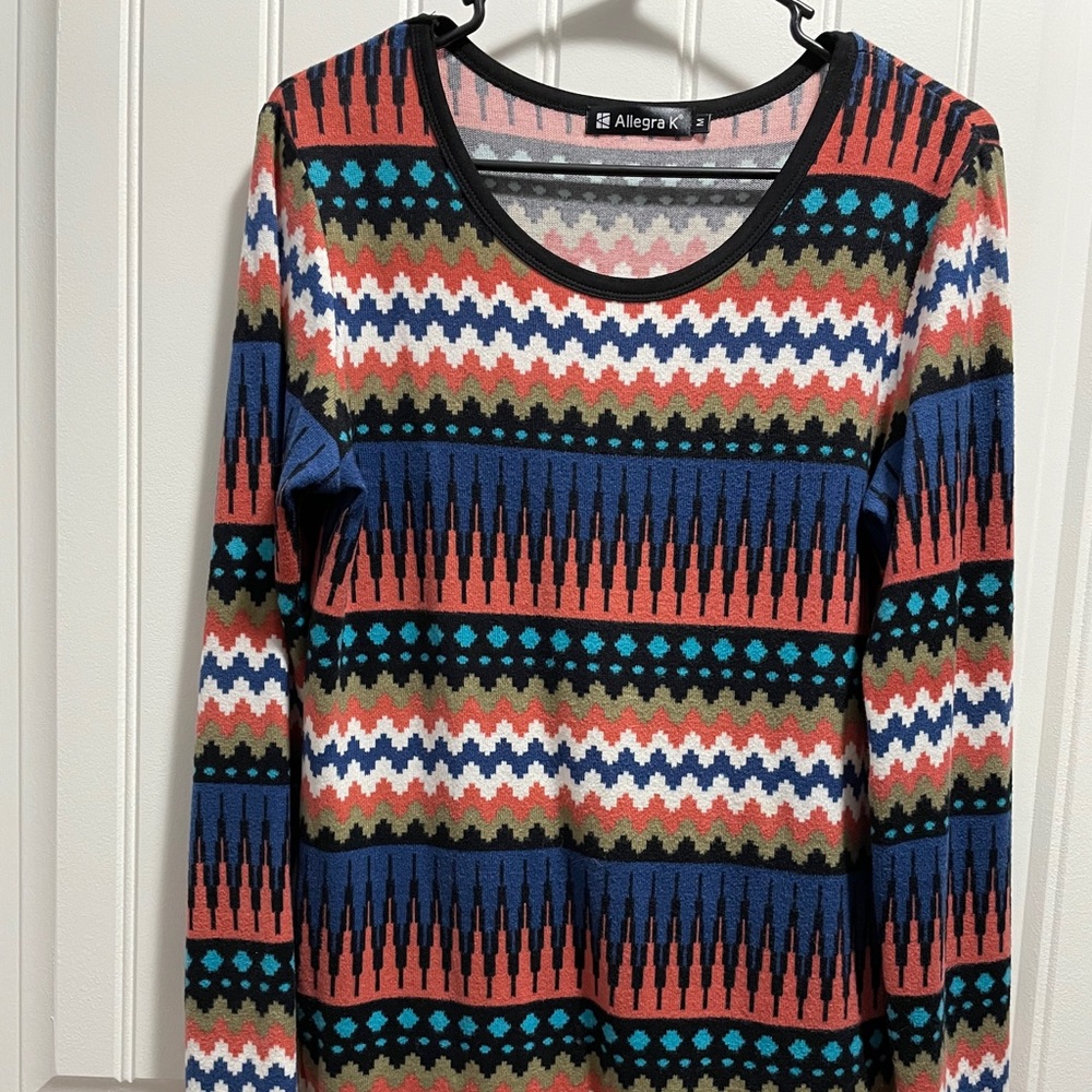 Allegra K Southwestern pattern M long sweater.